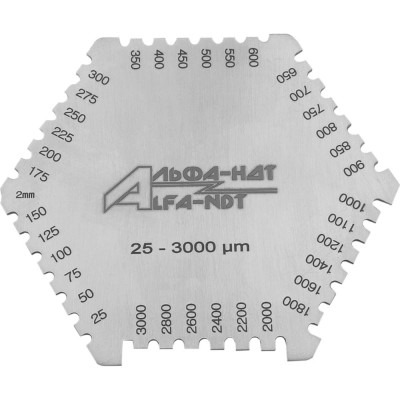 АЛЬФА-НДТ Толщиномер-гребенка мокрого слоя краски 25-3000 с первичной калибровкой УП-00002407