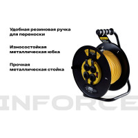 Inforce Силовой удлинитель на катушке 4гн. с/з ПВС 3х1,5 16A 30м IP 44 GRANITE ZG 09-15-05