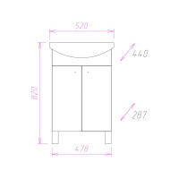 Тумба с раковиной Onika Крит-Эко 52 напольная, белая, разборная 105206