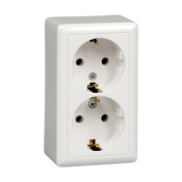 Двойная розетка Systeme Electric (Schneider Electric) с заземлением Хит, 16 А, 250 В, Белый RA16-238I-B