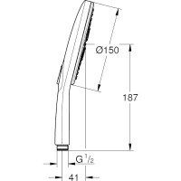 Ручной душ Grohe RainShower SmartActive 150 круглый, 3 режима струи, 9.5 л/мин 26590000