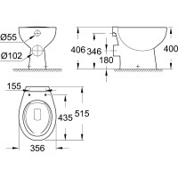 Напольный унитаз с горизонтальным выпуском Grohe Bau Ceramic 39430000