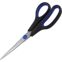 Ножницы BRAUBERG Soft Grip 216 мм, резиновые вставки, серо-зеленые, 3-х сторонняя заточка, карт. упаковка 230763