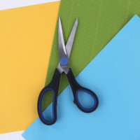 Ножницы BRAUBERG Soft Grip 190 мм, резиновые вставки, серо-зеленые, 3-х сторонняя заточка 230762