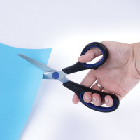 Ножницы BRAUBERG Soft Grip 190 мм, резиновые вставки, серо-зеленые, 3-х сторонняя заточка 230762