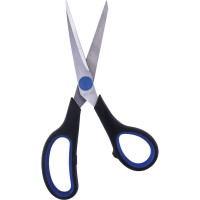 Ножницы BRAUBERG Soft Grip 190 мм, резиновые вставки, серо-зеленые, 3-х сторонняя заточка 230762