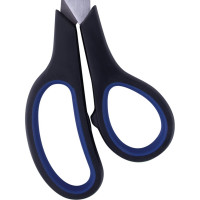 Ножницы BRAUBERG Soft Grip 190 мм, резиновые вставки, серо-зеленые, 3-х сторонняя заточка 230762