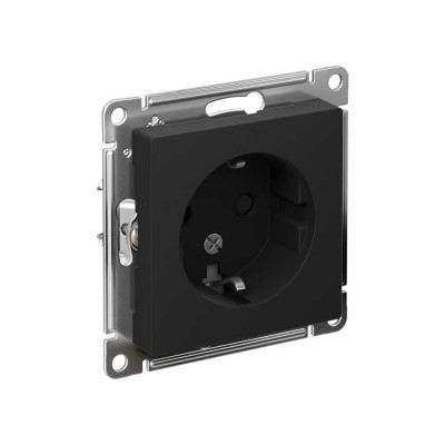 РОЗЕТКА с заземлением со шторками, 16 А, КАРБОН Systeme Electric (Schneider Electric) ATLASDESIGN ATN001045