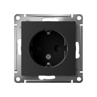 РОЗЕТКА с заземлением со шторками, 16 А, КАРБОН Systeme Electric (Schneider Electric) ATLASDESIGN ATN001045