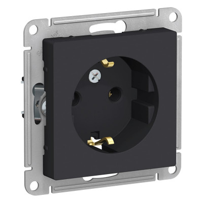 Розетка Systeme Electric ATLASDESIGN, с заземлением, 16А, механизм, карбон, ATN001043