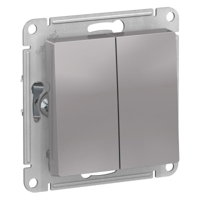 2-клавишный переключатель Systeme Electric (Schneider Electric) ATLASDESIGN сх.6, 10АХ,, АЛЮМИНИЙ ATN000365