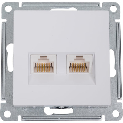 Розетка двойная компьютерная Systeme Electric (Schneider Electric) ATLASDESIGN RJ45+RJ45, кат.5E,, БЕЛЫЙ ATN000185