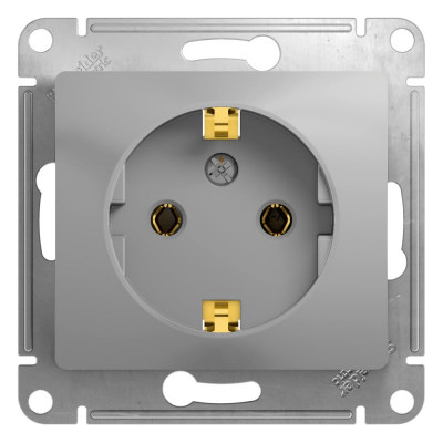 Розетка Systeme Electric (Schneider Electric) GLOSSA с заземлением, 16А, алюминий GSL000343