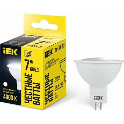 Светодиодная лампа IEK ECO MR16 софит 7Вт 230В 4000К GU5.3 LLE-MR16-7-230-40-GU5