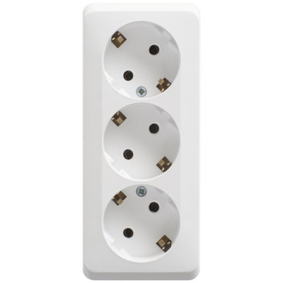 Тройная розетка Systeme Electric ЭТЮД, O/У, с заземлением, без шторок, 16А, 250B, белый PA16-011B