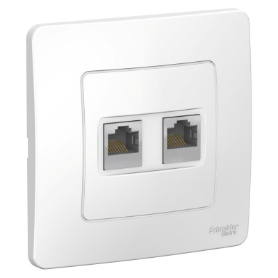 Двойная розетка Systeme Electric BLANCA, С/У, компьютерная, RJ45, категория 5E, белый BLNIS045451