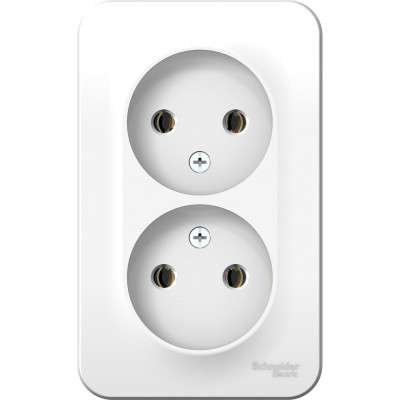 Двойная розетка Systeme Electric BLANCA О/У без заземления, без шторок, БЕЛЫЙ BLNRA000211