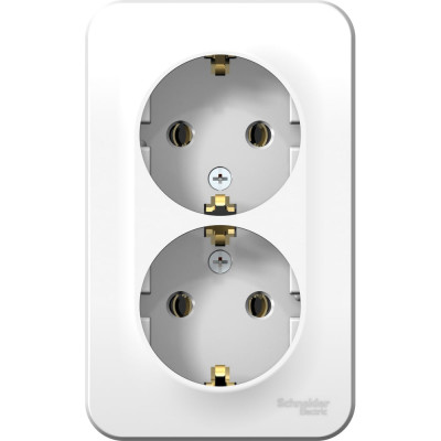 Двойная розетка Systeme Electric BLANCA открытой установки, с заземлением, без шторок, белый BLNRA010211