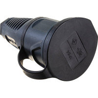Кабельная розетка PCE 16A 220V 2P+E IP54 с крышкой, корпус темно-серый, крышка и маркер черный 2511-as