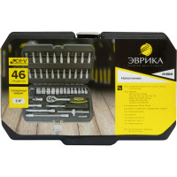 Набор торцевых головок Эврика 1 4"DR 6-гранный 46 предметов ER-80046 575566