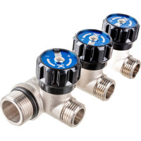 Коллектор с регулирующими вентилями IVANCI выходы с наружной резьбой, 3 выхода 3/4"x1/2" IVC.106600.N.02