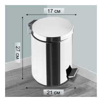 Ведро для мусора Delphinium Н102-5L 5 л, хром 102174