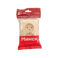 2-местная розетка EKF Минск, СП, без заземления, 10А, с защитной шторкой, бежевый ERR10-102-200