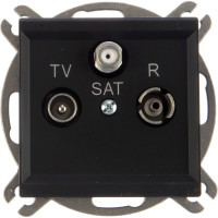 Розетка Ospel Sonata TV-SAT проходная, черный металлик GPA-RSP/m/33