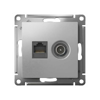 Розетка Systeme Electric (Schneider Electric) Atlasdesign двойная комп+ТВ, RJ45+TV, кат.5E, алюминий ATN000389
