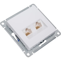 Розетка двойная компьютерная Systeme Electric (Schneider Electric) ATLASDESIGN RJ45+RJ45, кат.5E,, БЕЛЫЙ ATN000185