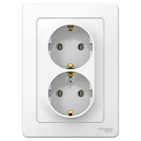 Двойная розетка Systeme Electric BLANCA с заземлением, без шторок, БЕЛЫЙ BLNRS001021