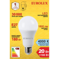 Светодиодная лампа Eurolux LL-E-A70-20W-230-4K-E27/груша, 20Вт, нейтральный, Е27 76/2/22