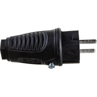 Ударопрочная вилка PCE каучук 16А 220V 2P+E IP54 корпус черный, маркер черный 0522-ss