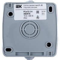 1-ая розетка IEK AQUATIC РСш12-2-А с заземляющим контактом, открытой установки, 16А, IP54 ERA12-K03-16-54