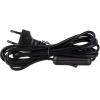 Шнур IEK УШ-1КВ, опрессованный, с вилкой, со встроенным выключателем, 2х0,75/2метра, черный WUP20-02-K02