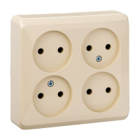 4-местная розетка Systeme Electric ЭТЮД, O/У, без заземления, без шторок, 16А, 250B, кремовый, PA16-205K