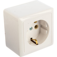Розетка Systeme Electric ХИТ, О/У, с заземлением, без шторок, белый RA16-133I-B