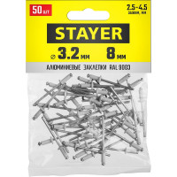 Алюминиевые заклепки STAYER Color-FIX 3.2х8 мм RAL 9003 белый, 50шт 3125-32-9003