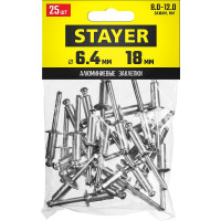 Алюминиевые заклепки Stayer Pro-FIX, 6.4х18 мм, 25шт Professional 3120-64-18