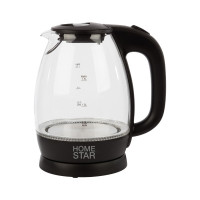 Чайник HomeStar HS-1012 1.7 л, стекло/пластик, черный 003567