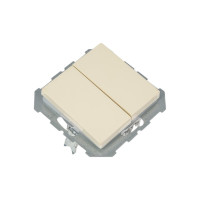 Проходной двухклавишный выключатель LIREGUS Эпсилон IP6+6 10-001-01 E/S кремовый, без рамки 28-060