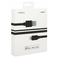 Кабель Rombica USB - Lightning MFI, ПВХ, плоский, 1м, черный DIGITAL MR-01 CB-MR01B