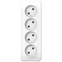 4-ая розетка Systeme Electric BLANCA открытой установки, без заземления, без шторок, белый BLNRA000411
