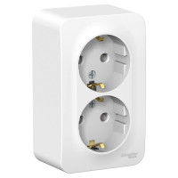 Двойная розетка Systeme Electric BLANCA открытой установки, с заземлением, без шторок, белый BLNRA010211