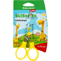 Ножницы BRAUBERG Kid Series Жирафы 130 мм, жёлтые 232269