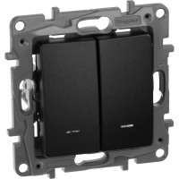 Переключатель Legrand двухклавишный с подсветкой/индикацией Legrand Etika 10А 250В безвинтовые зажимы антрацит 672616