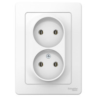 Двойная розетка Systeme Electric BLANCA без заземления без шторок, БЕЛЫЙ BLNRS000021