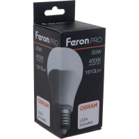 Светодиодная лампа FERON PRO LB-1020 шар E27 20W 4000K OSRAM LED 38042