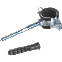 Металлический сантехнический хомут со шпилькой и дюбелем СВК 25-29, 3/4 дюйма, гайка М8 SVK-F020М8 Н0000007251