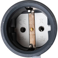 Кабельная розетка PCE 16A 220V 2P+E IP54 с крышкой, корпус темно-серый, крышка и маркер черный 2511-as